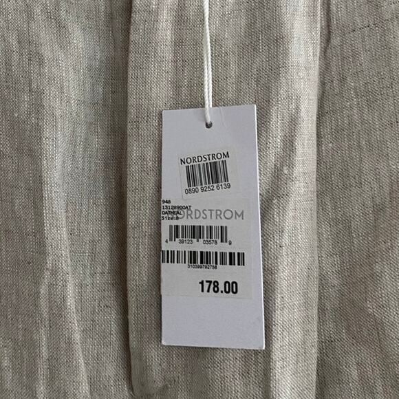 REFORMATION NWT Mason 100% Linen Oatmeal Tan Pants Size 8 - Picture 12 of 12